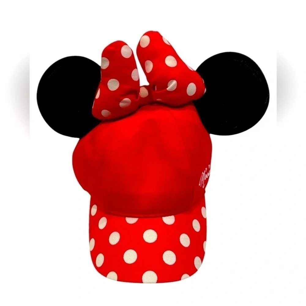 Disney Parks Minnie Mouse Youth Kid Hat Authentic Polka Dot Red Black White